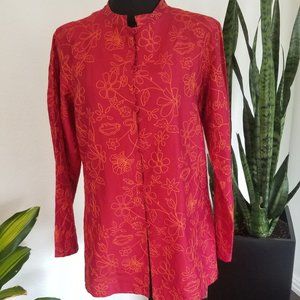 Red Asian Style Jacket with Orange Embroidery